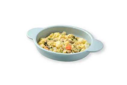 耳付きの器に盛られた具だくさんの離乳食